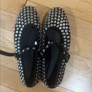 a new day Black Studded Flats